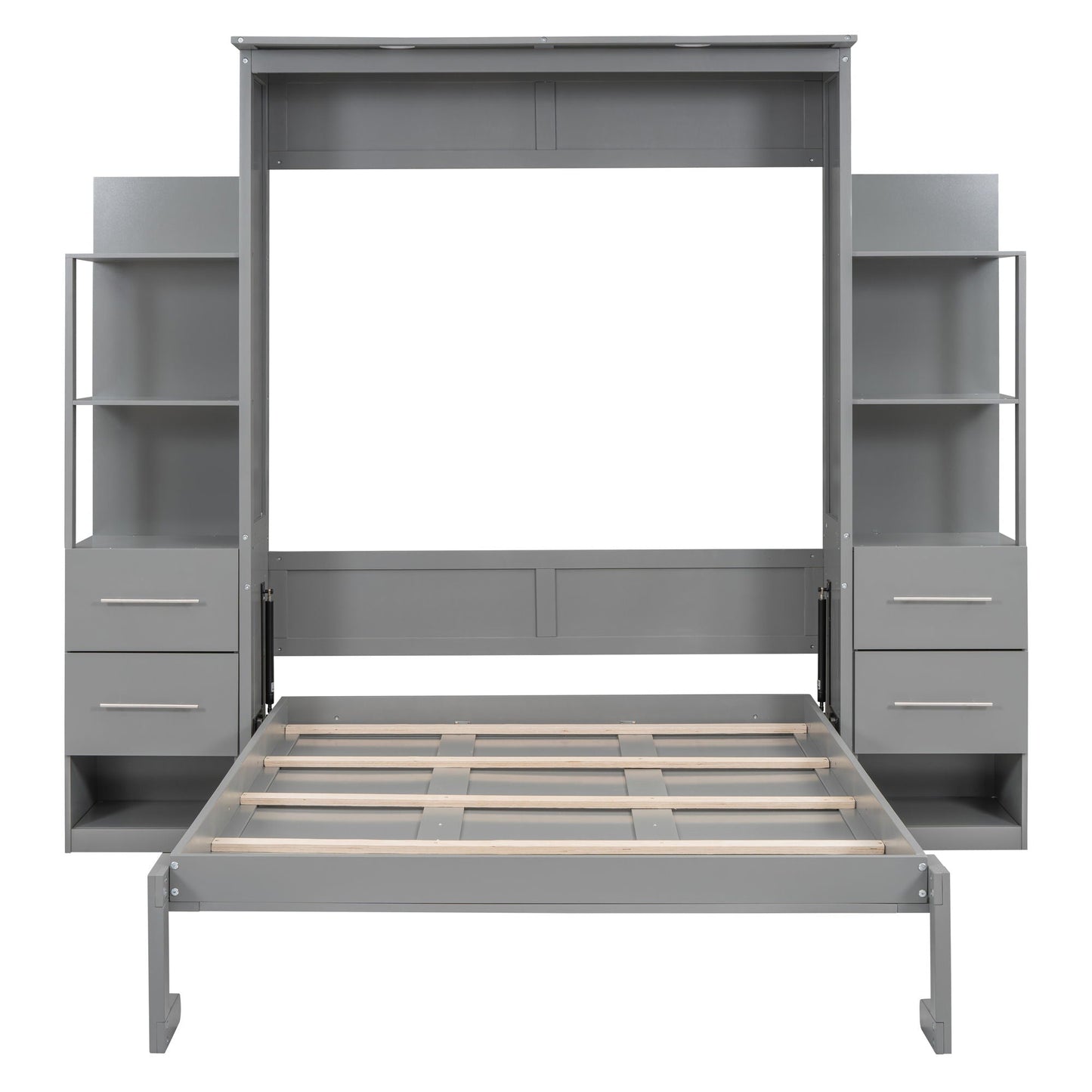 Murphy Wall Bed With LED Lights, Shelves And Drawers