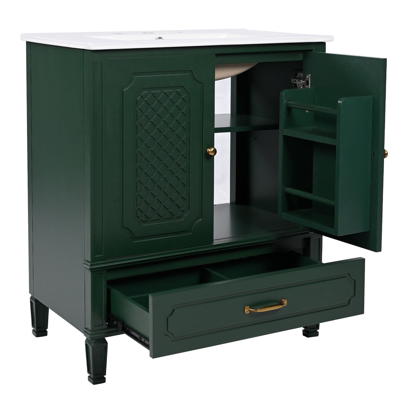 Bathroom Vanity With Sink, Soft Closing Door, Multi Functional Storage