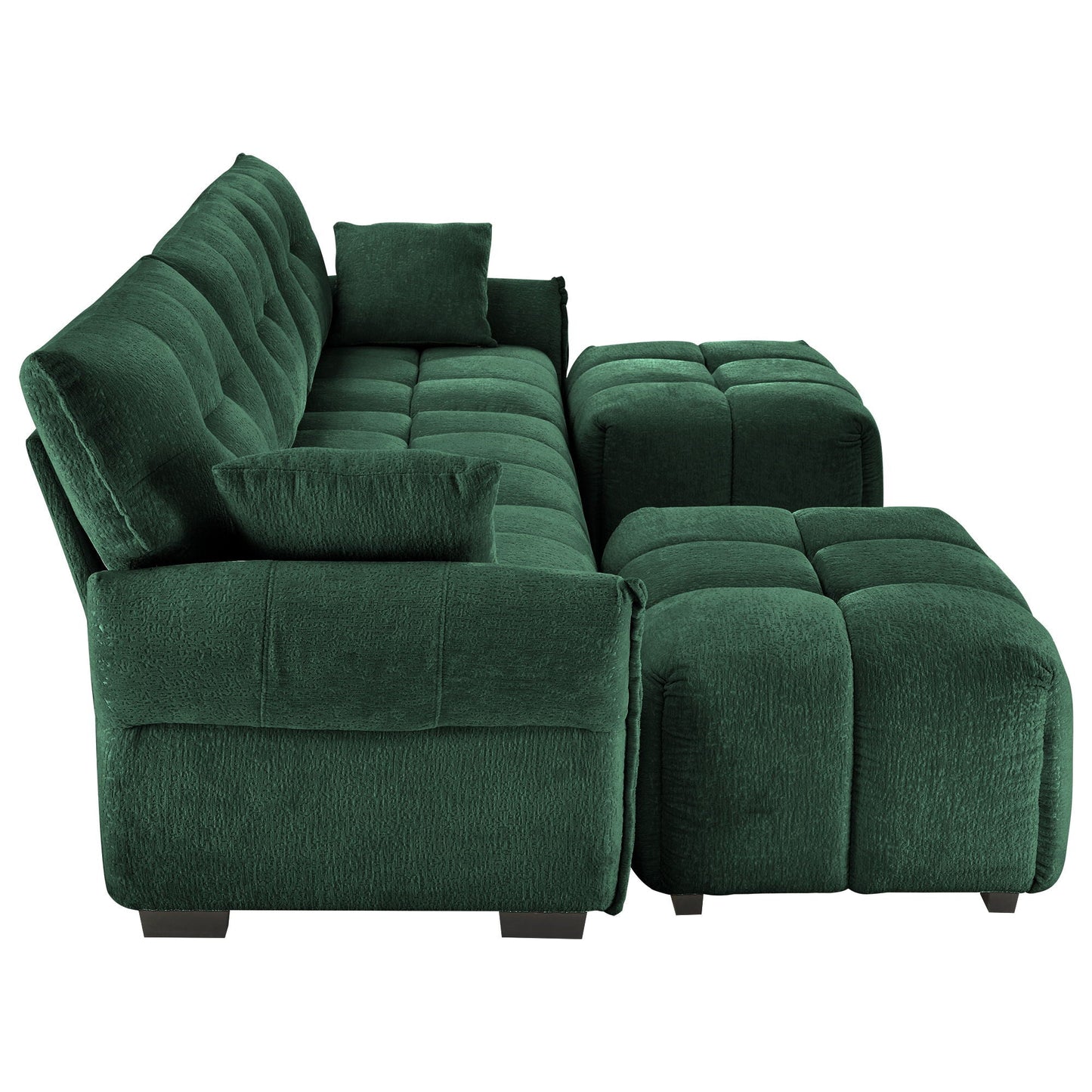 Sofa Set With Ottoman And Pillows, Textured, High Resilience Cushions