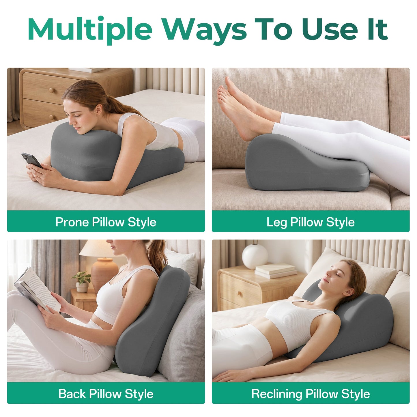 27° Ergonomic Memory Foam Support Pillow for Couples