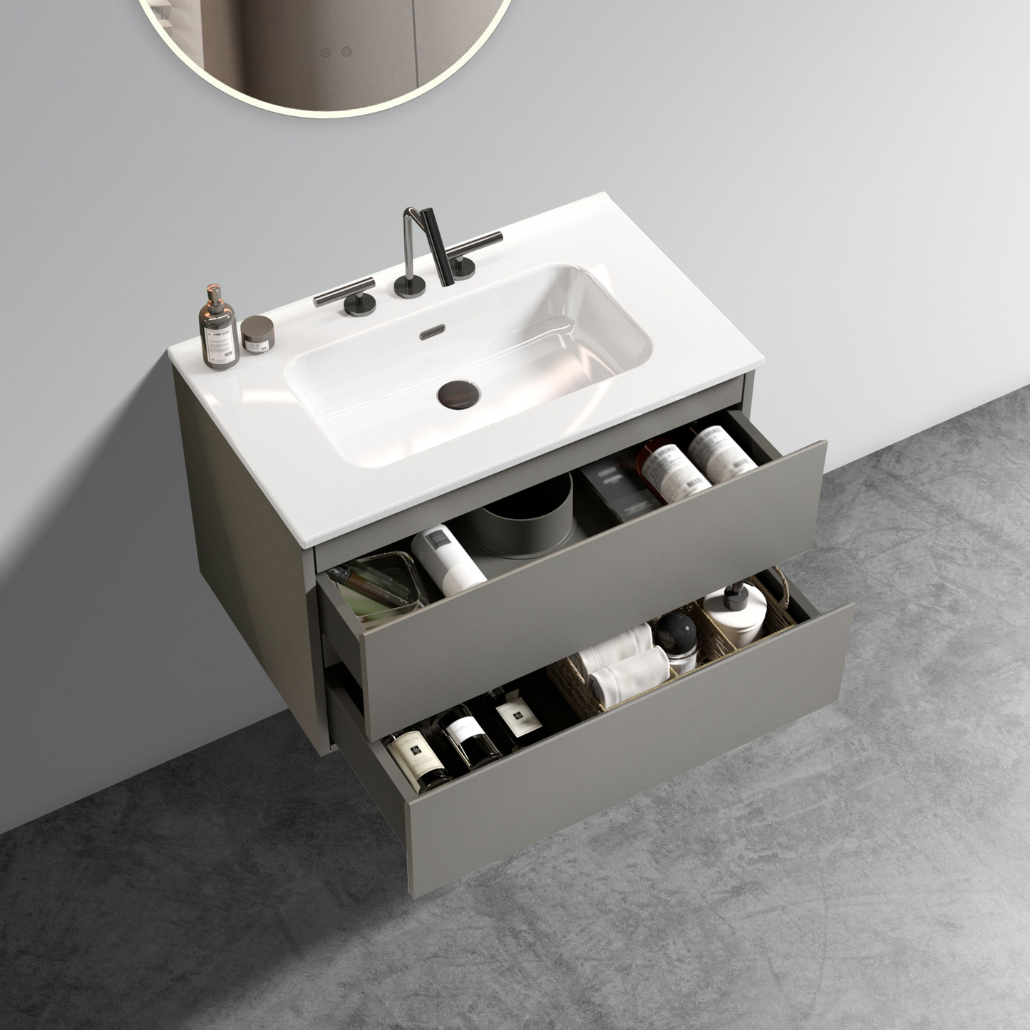 TIA 30" Wall Mount Space Grey Bathroom Vanity