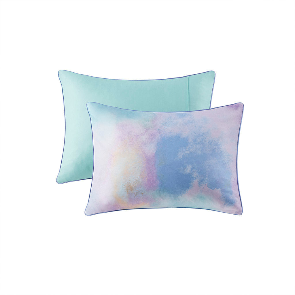 Twin/Twin XL Watercolor Tie Dye Printed Comforter Set with Throw Pillow