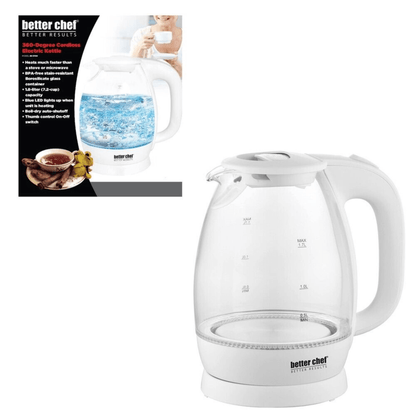 Better Chef 7-Cup Cordless Borosilicate Glass Electric Kettle with LED Light