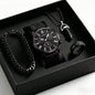 Mens Quartz Watch Necklace Bracelet Set