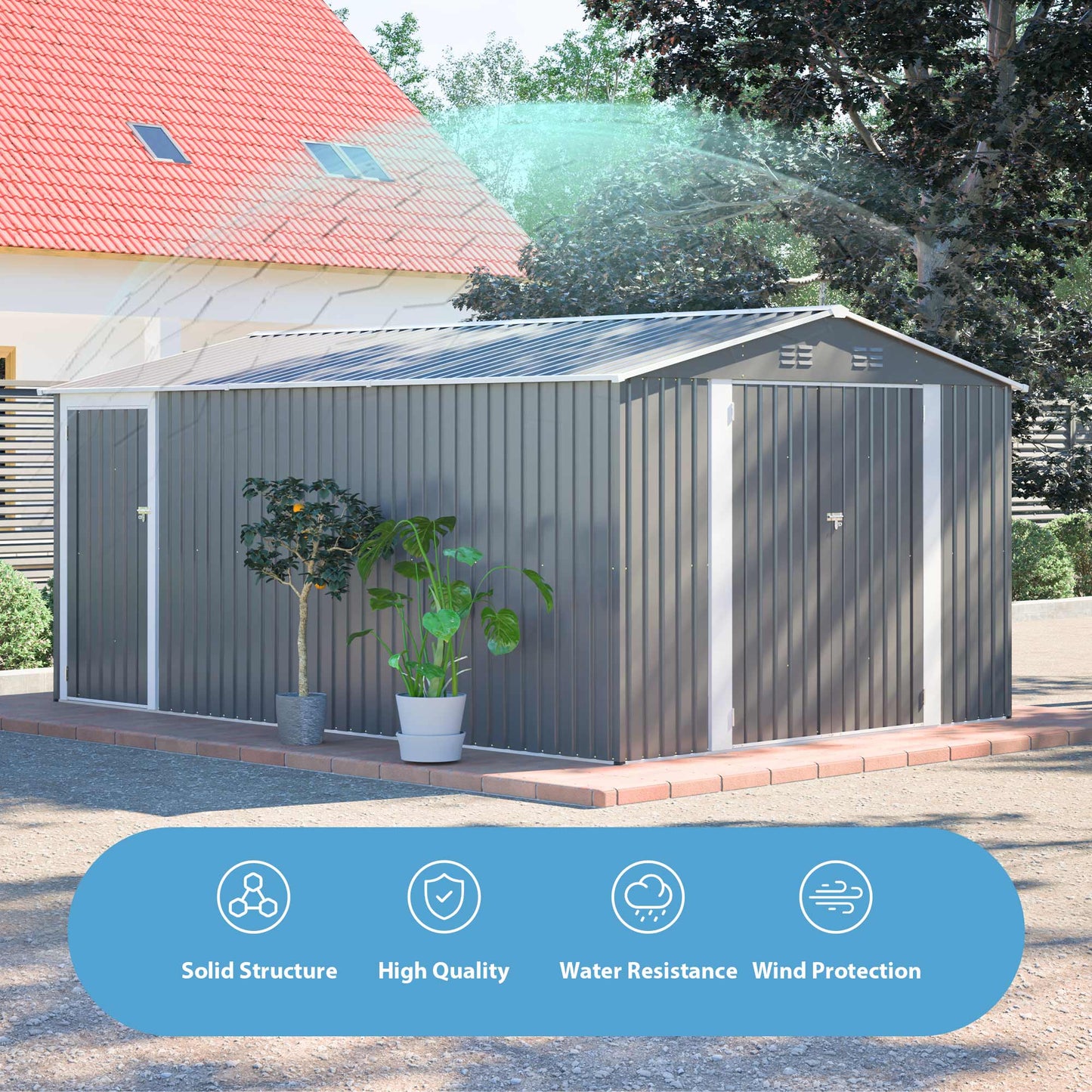 10x14 Ft Outdoor Metal Storage Shed
