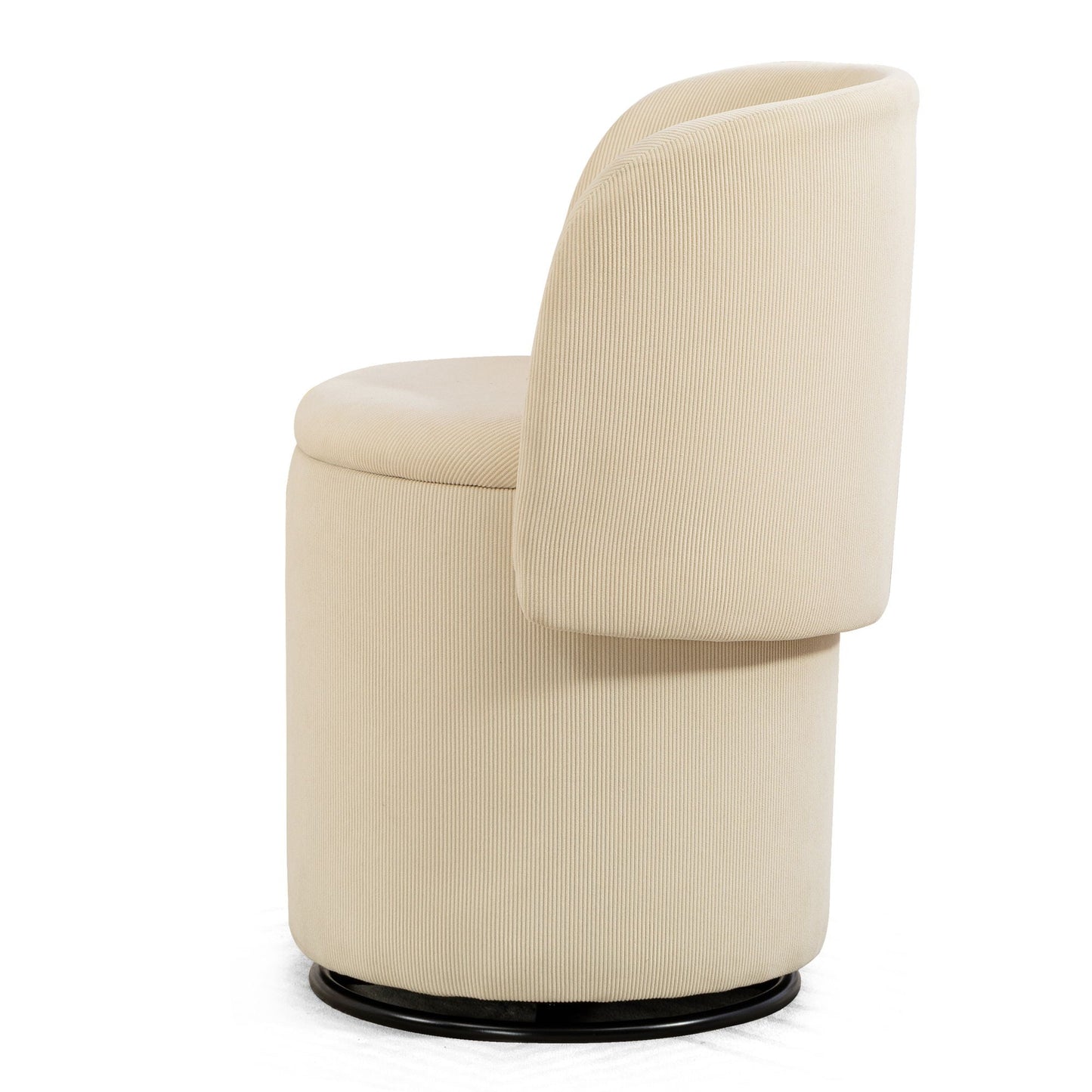 Barrel Chair, Built In Storage, 360° Swivel - Beige
