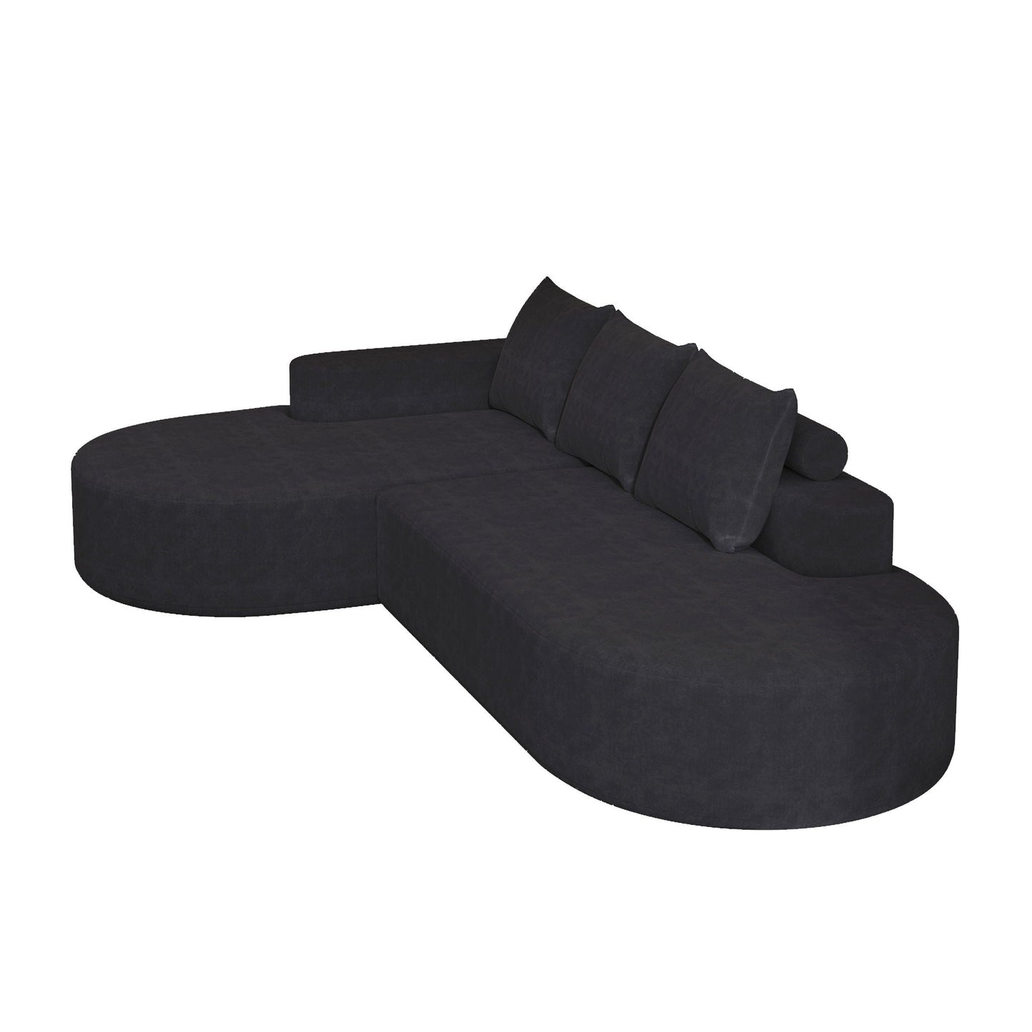 Modern Curved Sofa, L-Shaped Modular Sectional Set With 3 Pillows