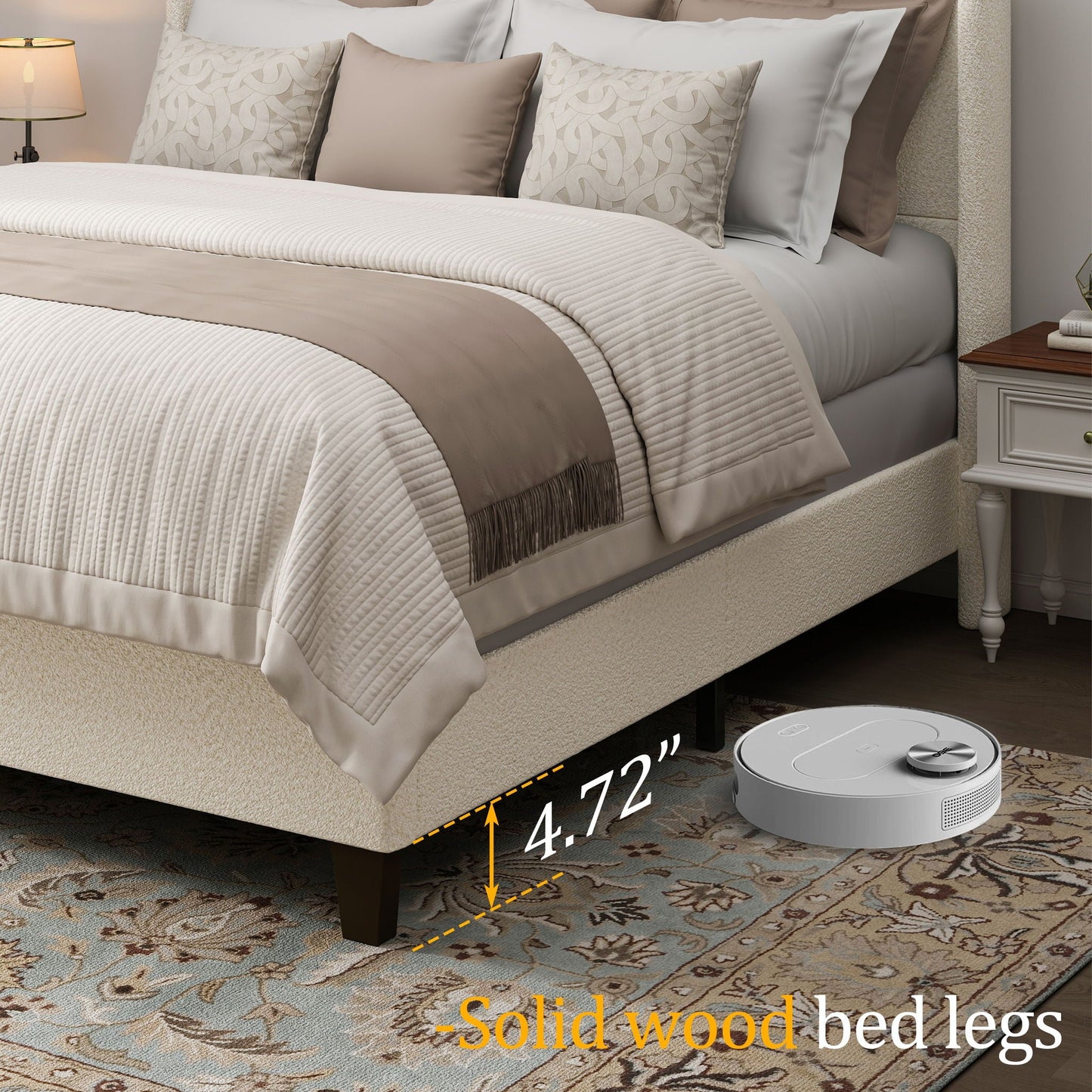 Platform Bed Frame With Tall Headboard And High Footboard