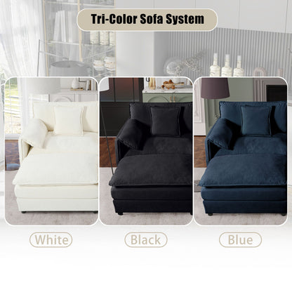Modern Comfy Deep Seat Modular Sectional Sofa Cloud Couch With Ottoman