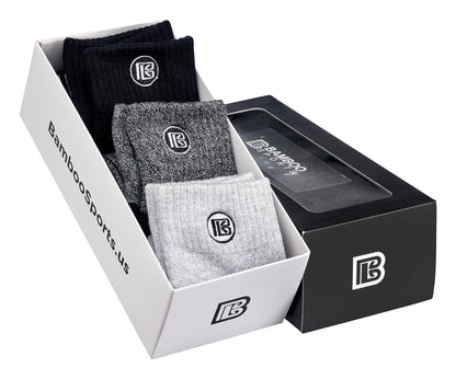 Premium Bamboo Rayon Quarter Crew Socks - 3 Pair Gift Box