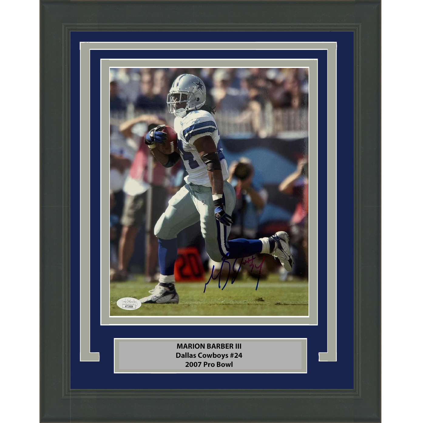 Framed Autographed/Signed Marion Barber Dallas Cowboys 8x10 Football Photo JSA COA