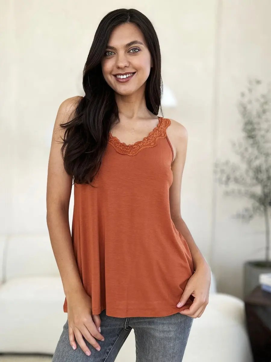 Accessories Trendsi Basic Bae Full Size Lace Detail V-Neck Cutout Cami