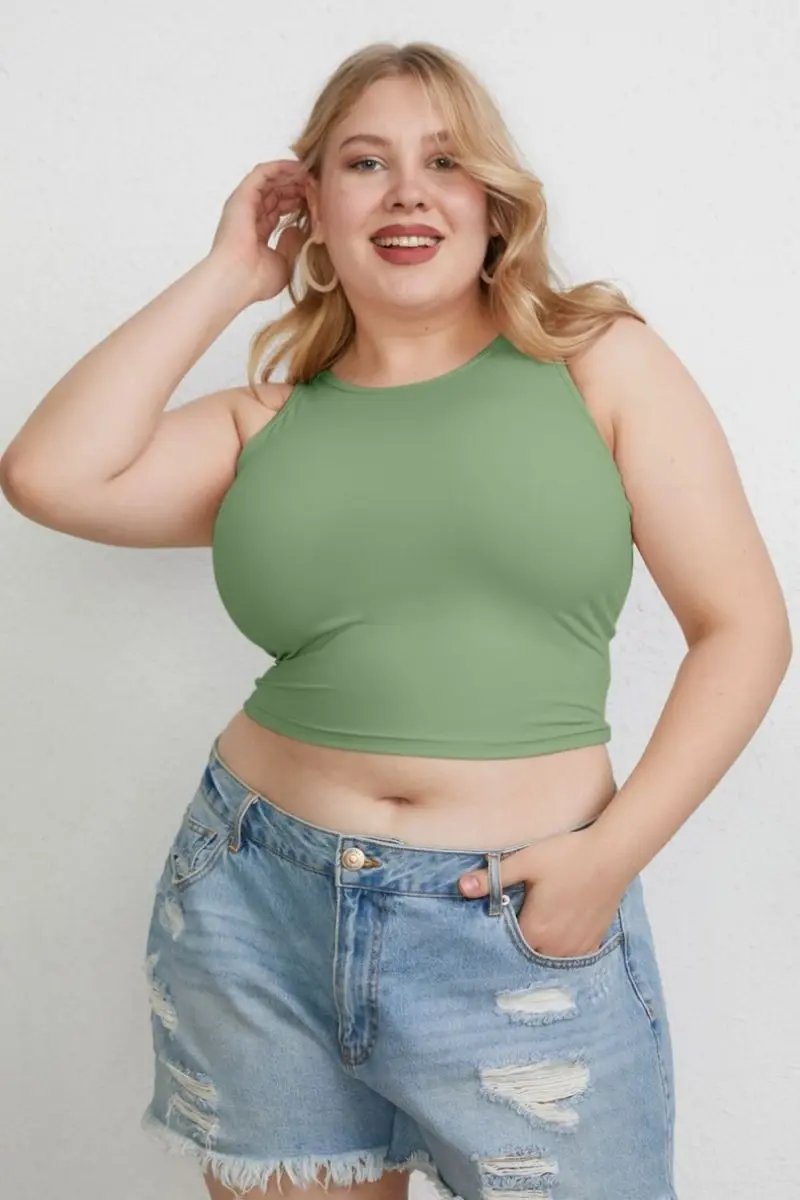 T-Shirts Trendsi Basic Bae Full Size Round Neck Slim Tank for Women