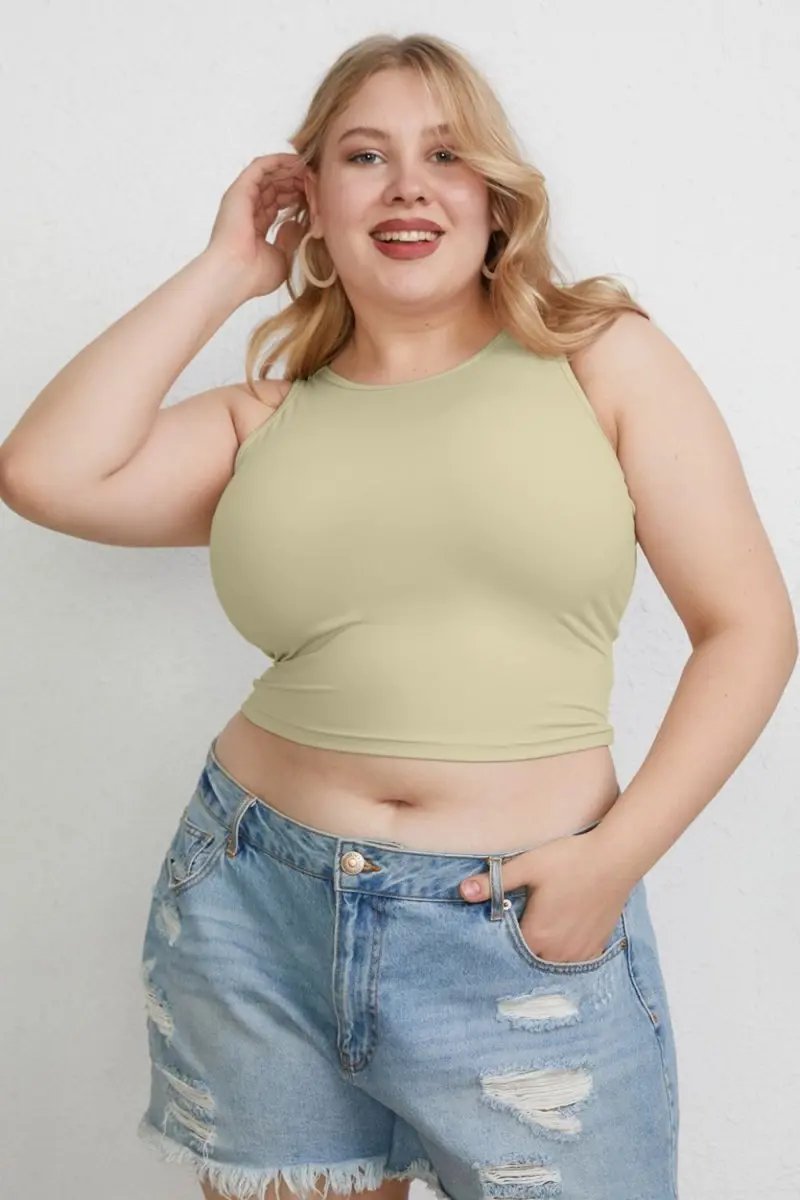 T-Shirts Trendsi Basic Bae Full Size Round Neck Slim Tank for Women