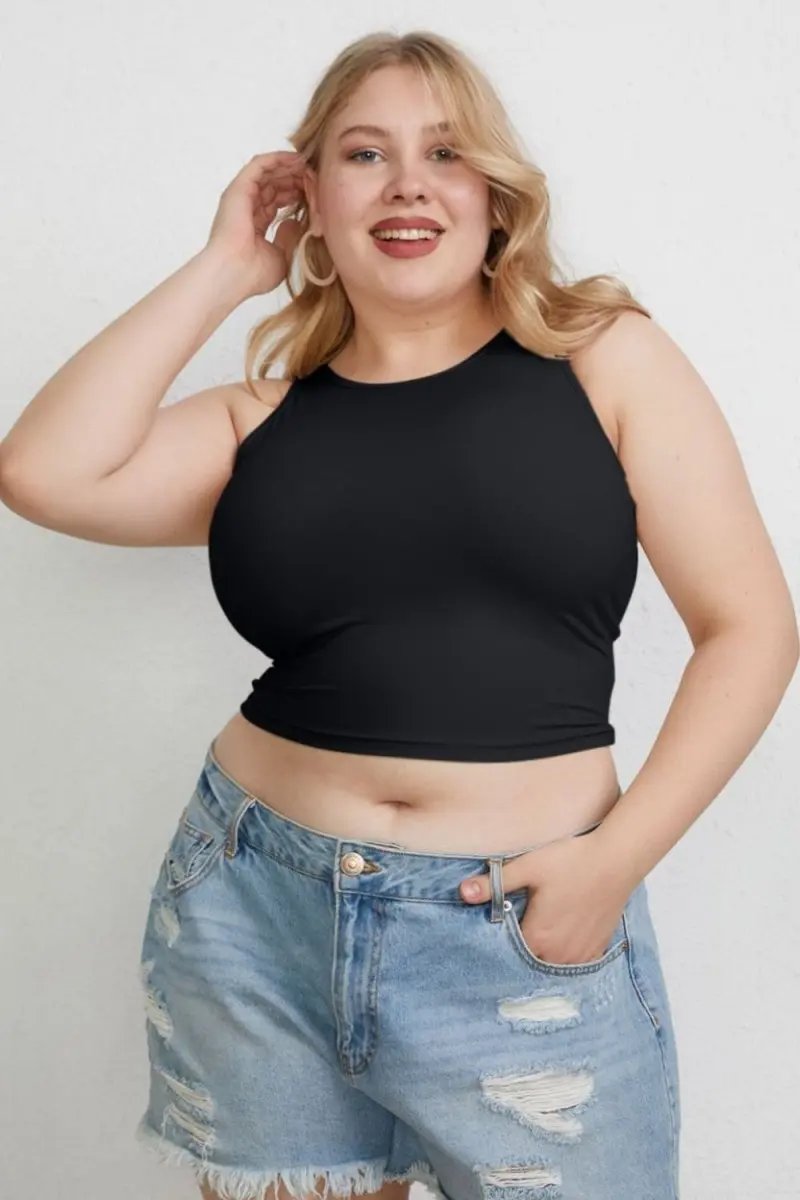 T-Shirts Trendsi Basic Bae Full Size Round Neck Slim Tank for Women