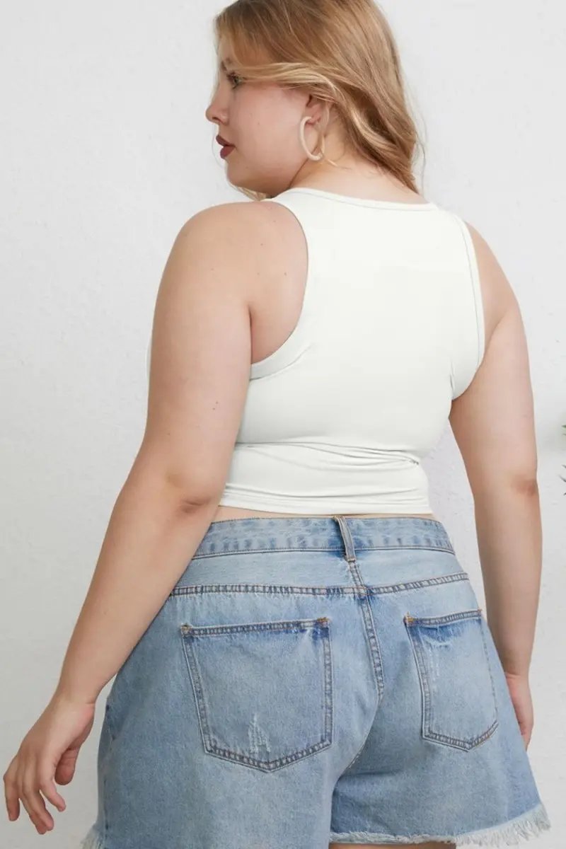 T-Shirts Trendsi Basic Bae Full Size Round Neck Slim Tank for Women