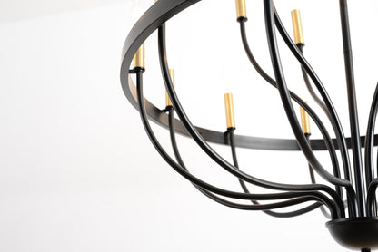 15-Light Industrial Iron Candle Chandelier Modern Farmhouse Pendant Light