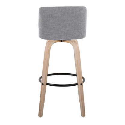 Toriano - Mid-Century Modern Fixed Height BarStool With Round Footrest (Set of 2)