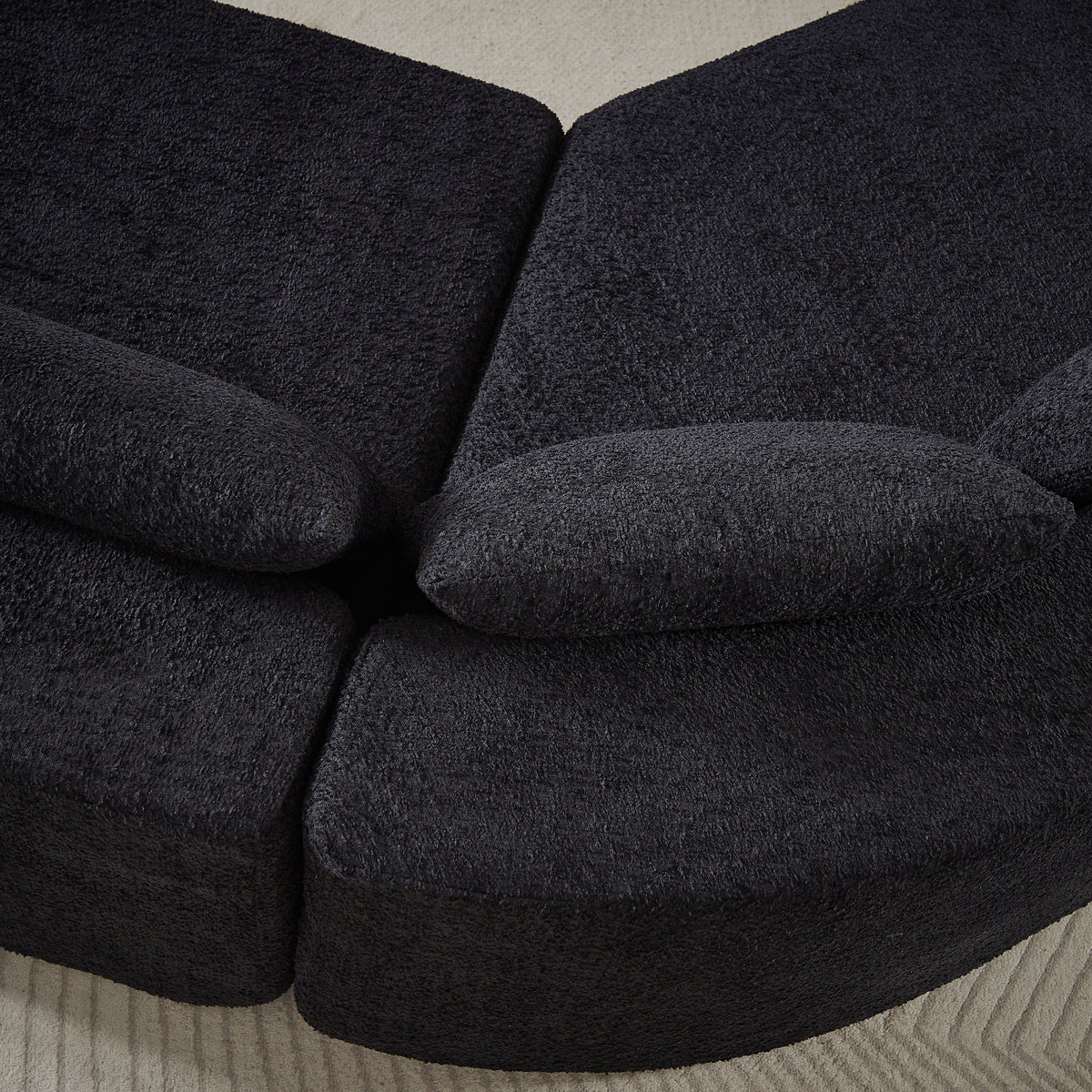 V-Shaped Modular Sofa Set in Chenille Fabric