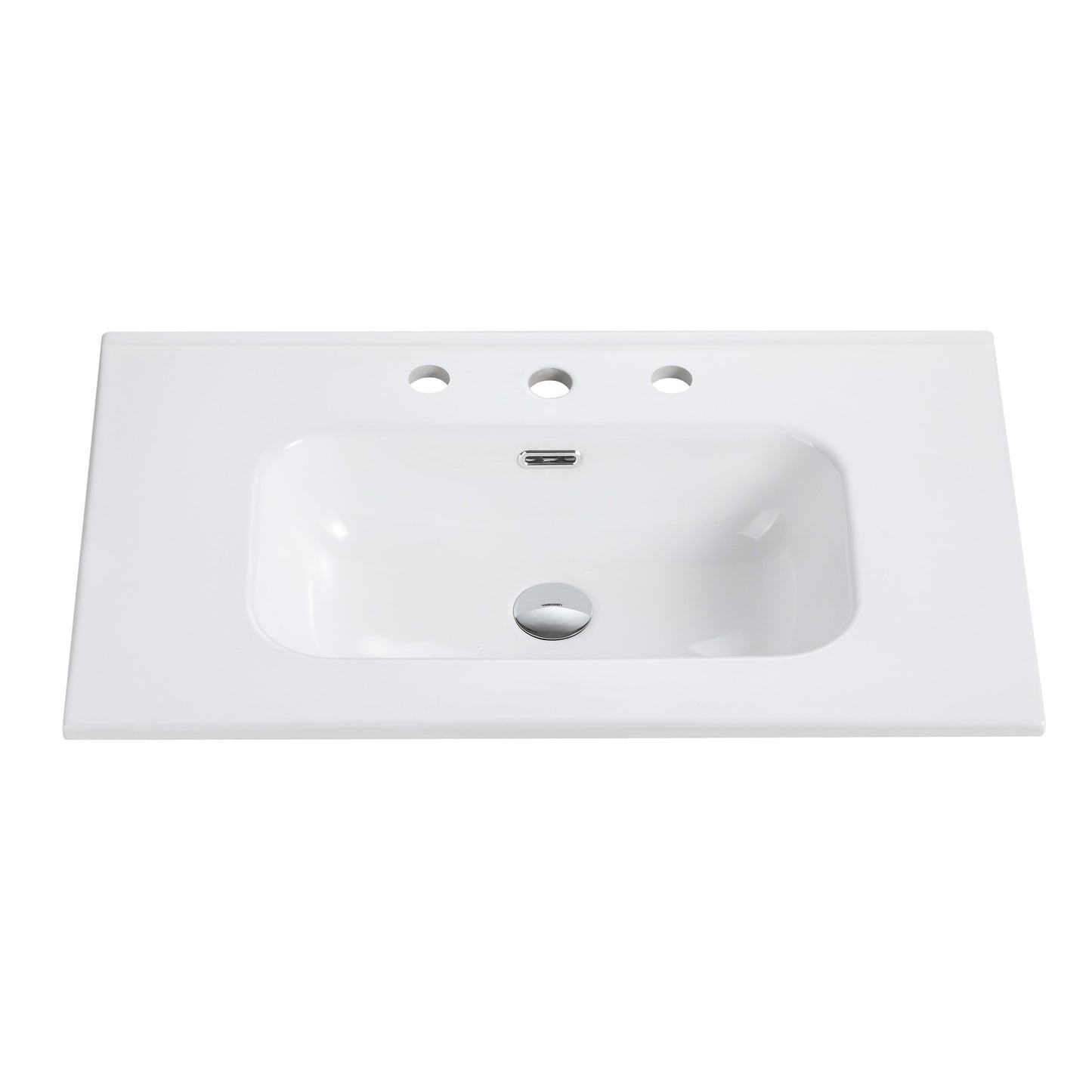 Glossy White Ceramic Integrated Sink