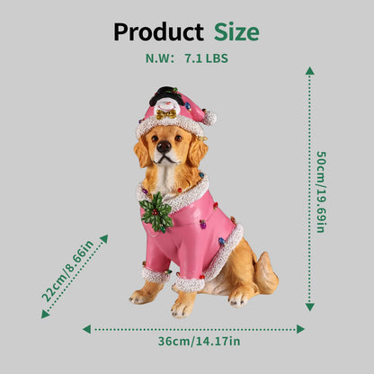 Christmas Golden Retriever Statue