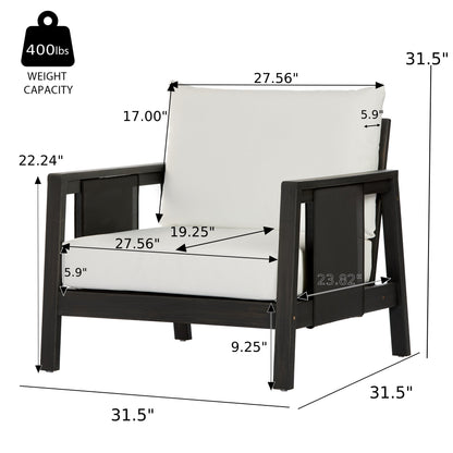 Outdoor Club Chair with Acacia Wood Frame