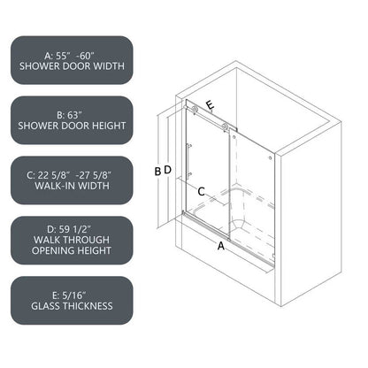 6063 Brushed Nickel Frameless Shower Door