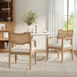 Farmhouse Dining Chairs Set of 2 with Upholstered Seats and Rattan Backrest