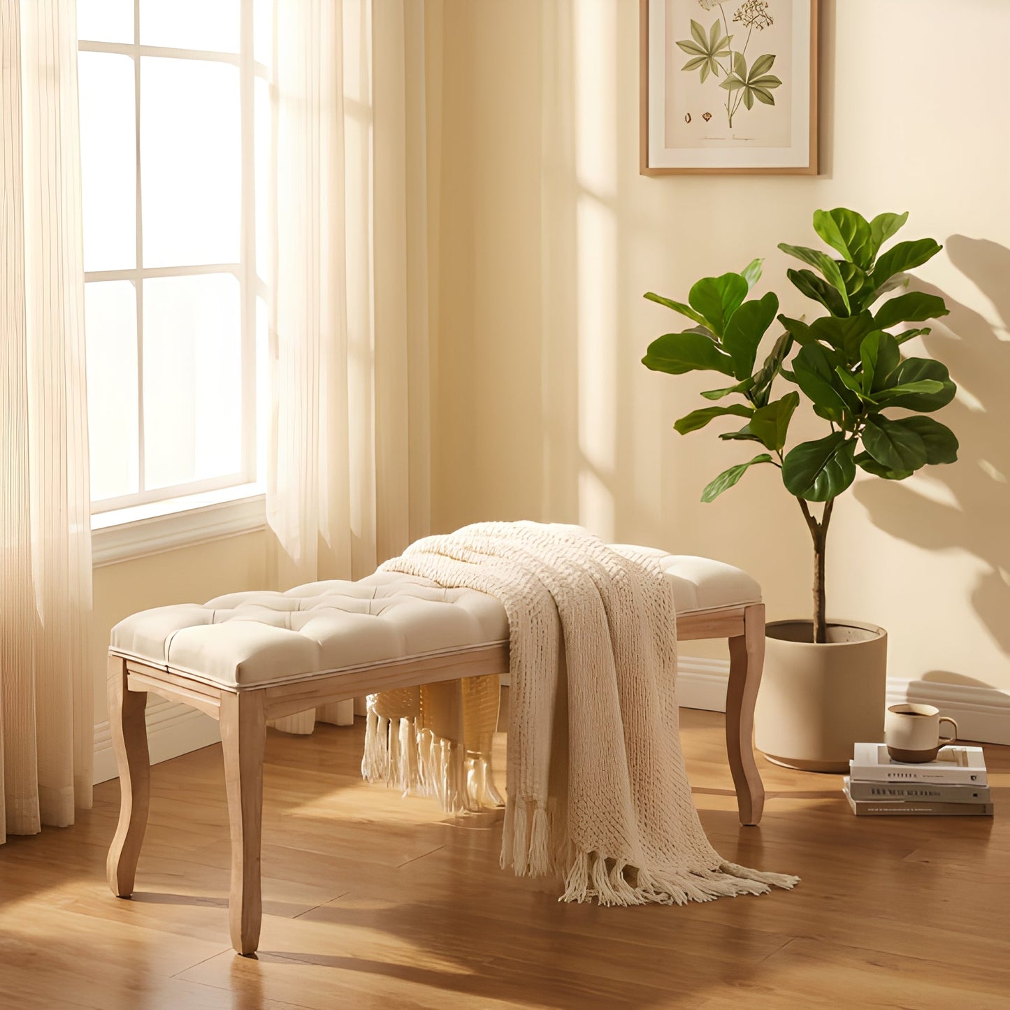 Bedroom Bench French Vintage Tufted Entryway Bench