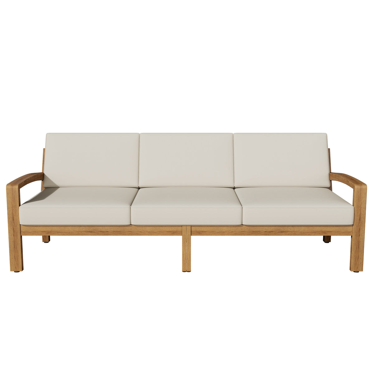 Outdoor L Shape 3pcs Acacia Wood Patio Sofa Set