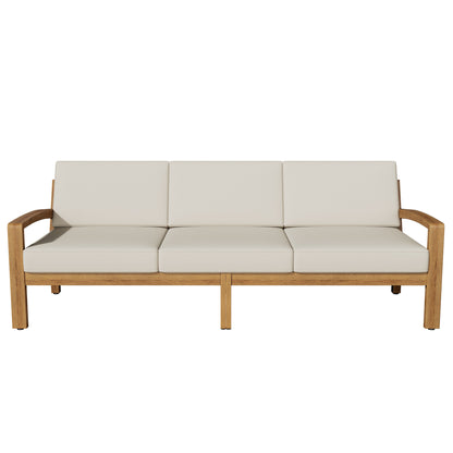 Outdoor L Shape 3pcs Acacia Wood Patio Sofa Set