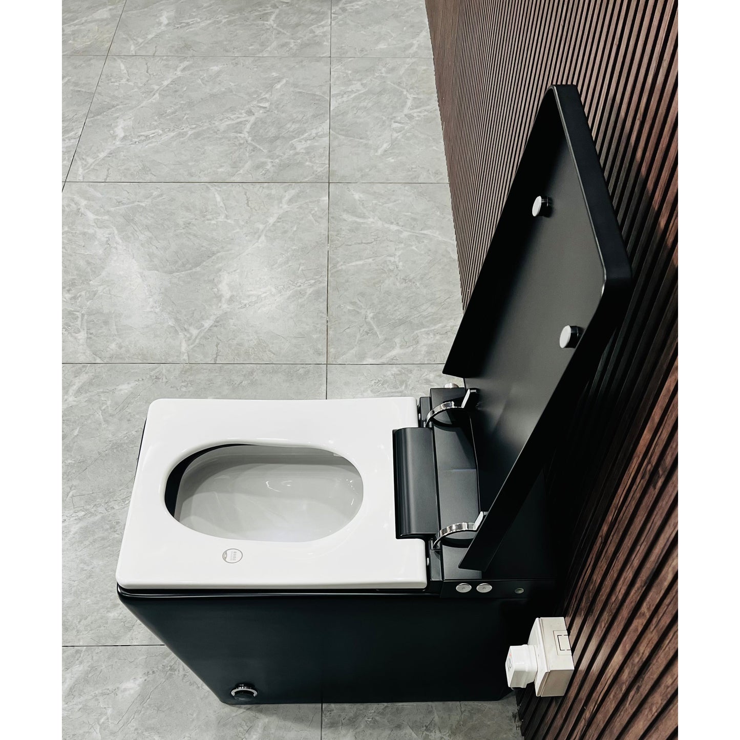 Black Square Smart Toilet with Built-In Tank and Remote Control