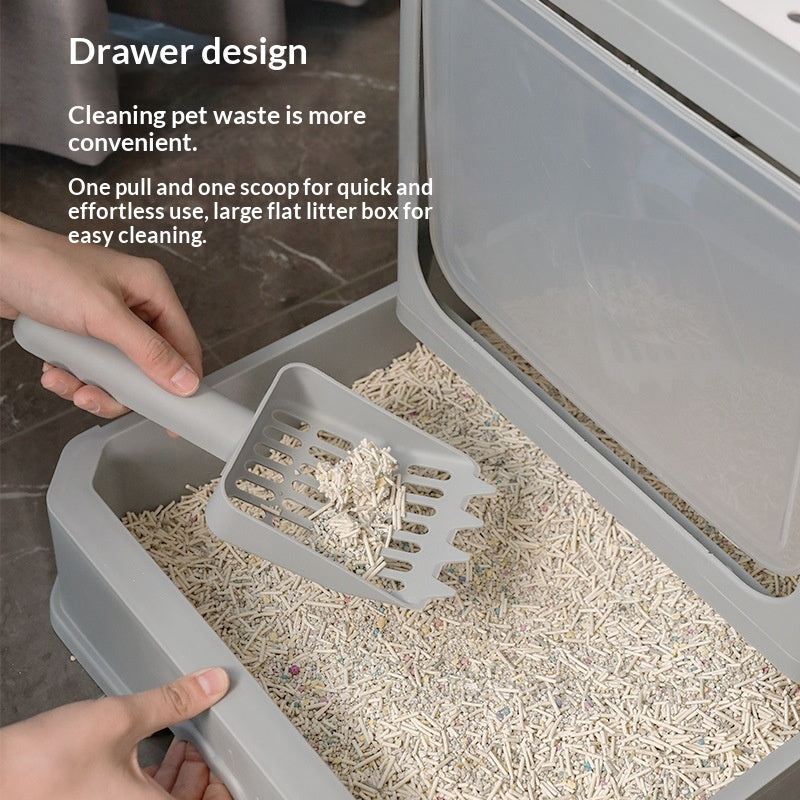 Extra-large Fully Enclosed Drawer-Type Foldable Cat Litter Box