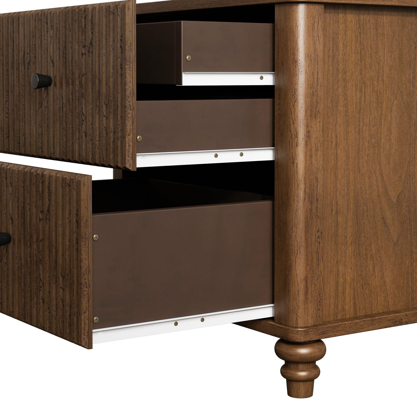Modern Fluted Nightstand With 3 Drawers