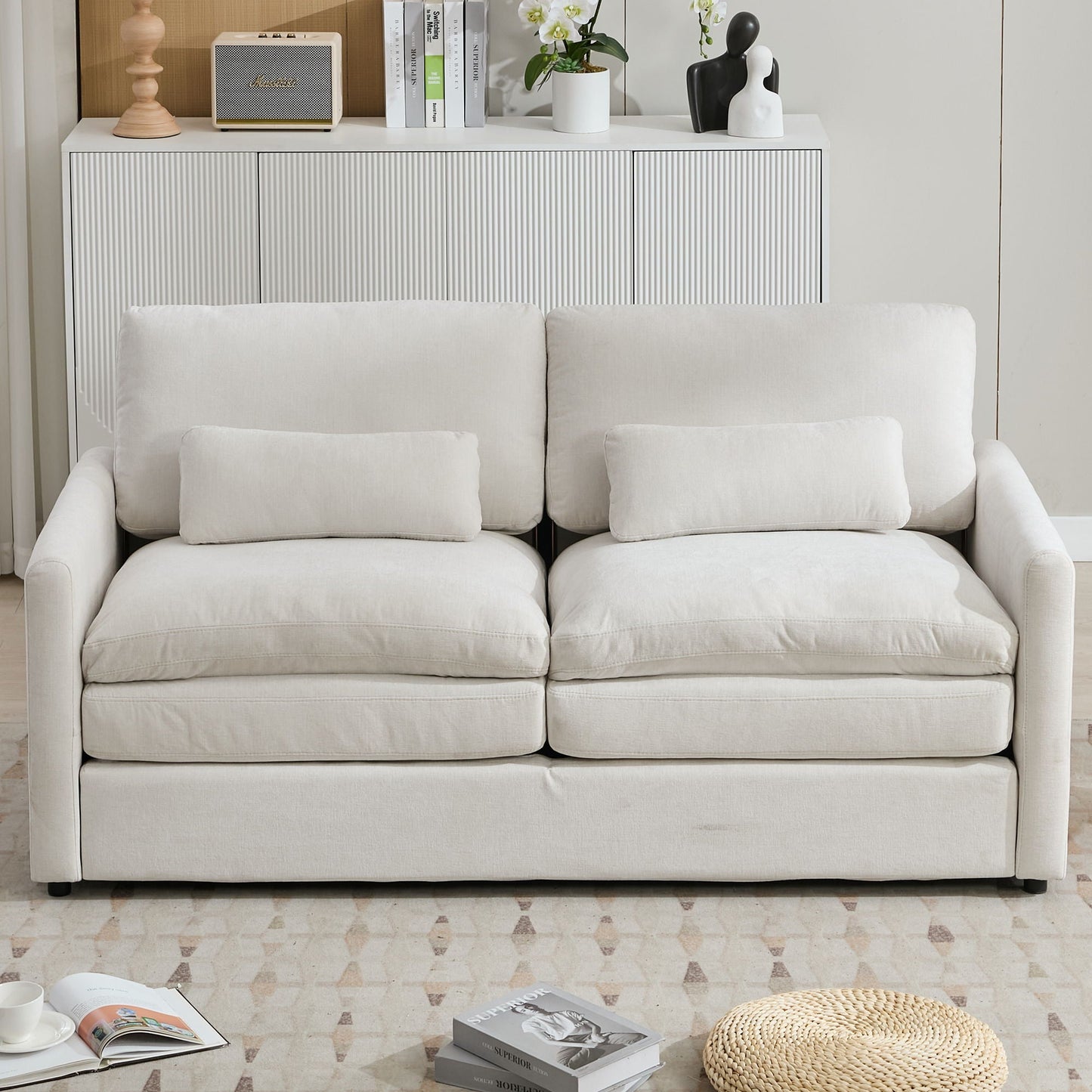 Cozy Upholstered Cushion Loveseat Sofa For Living Room