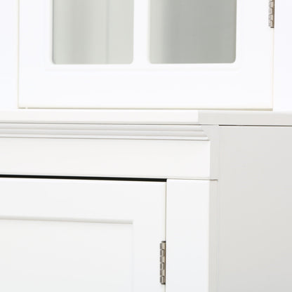 Retro Style Hutch Cabinet With Glass Door, China Cabinet For Home