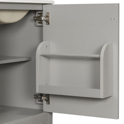 Bathroom Vanity With Sink, Soft Close Door, Adjustable U-Shaped Shelf