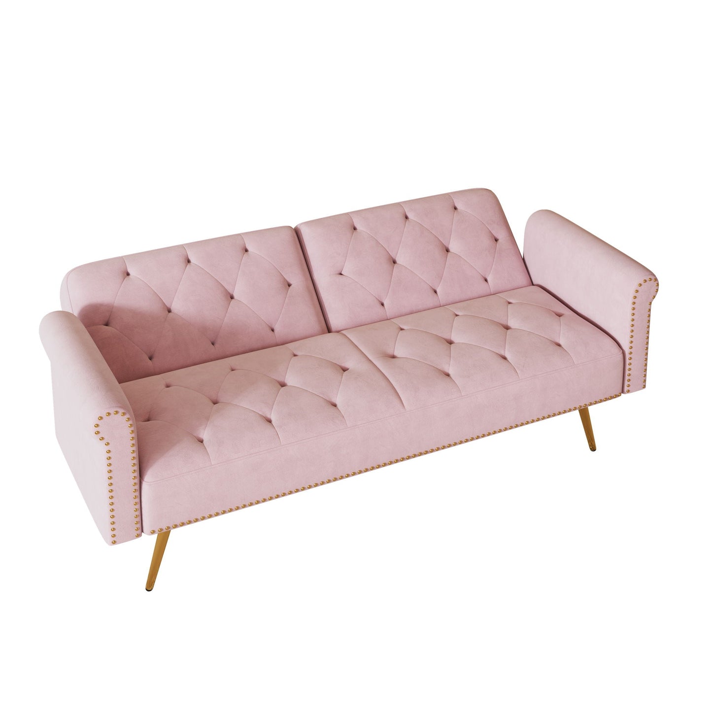 Luxurious Sofa Bed With Nail Head Trim And Matching Pillow