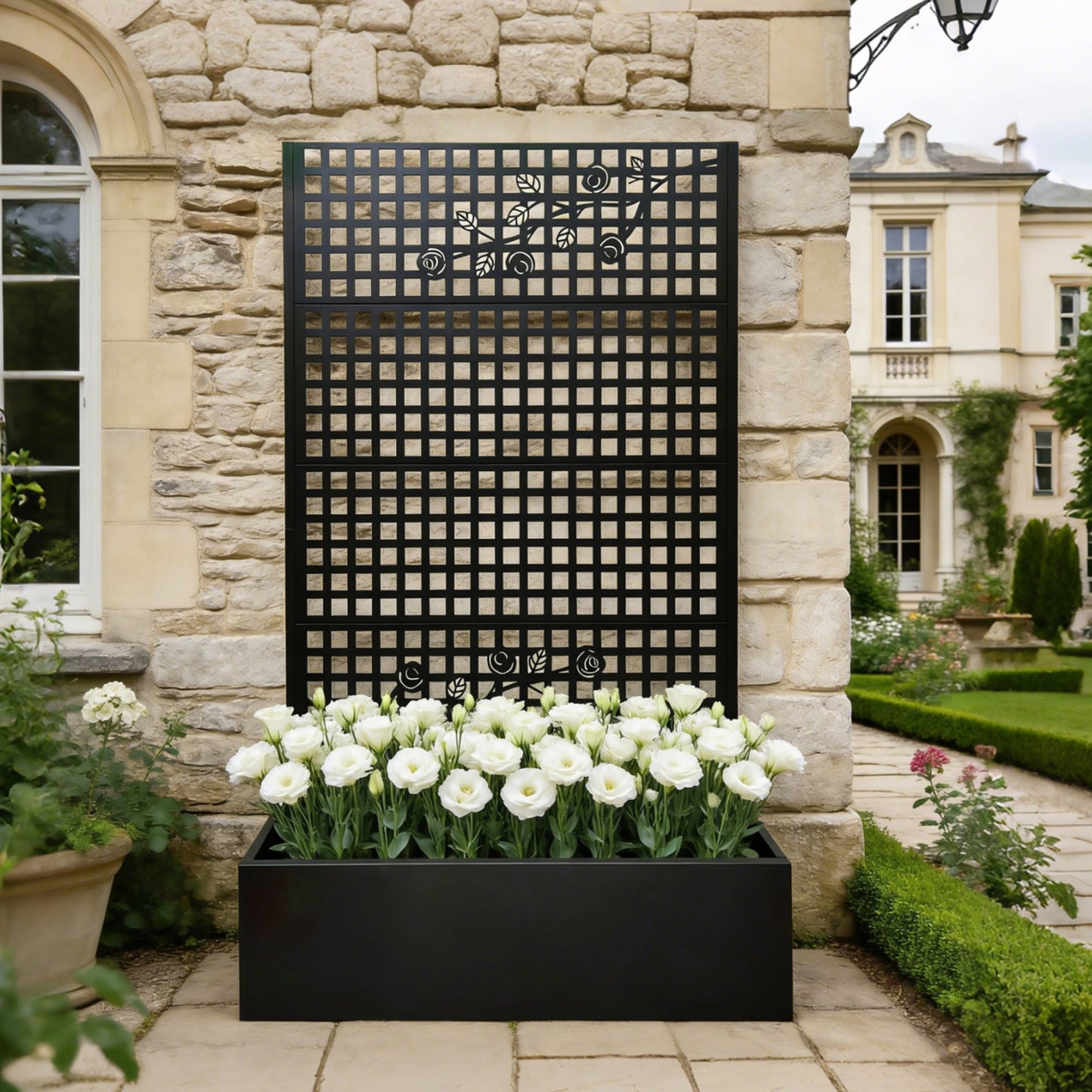 Metal Planter Box with Trellis 70.9in H x 43.3in W x 15.8in D