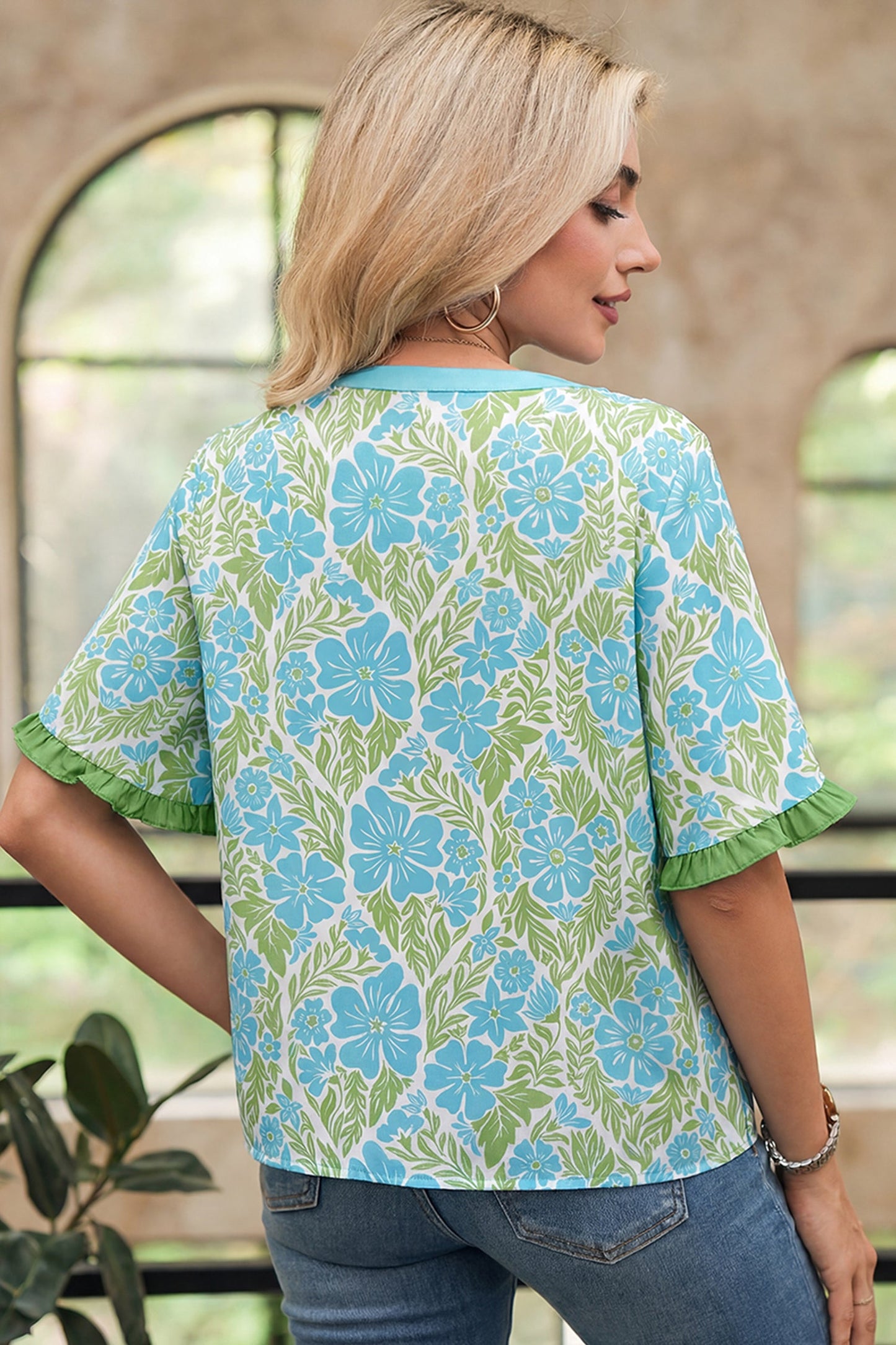 Waverly Trim Half Sleeve Blouse