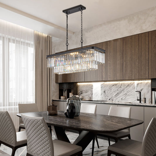 Rectangular Crystal Chandelier Adjustable