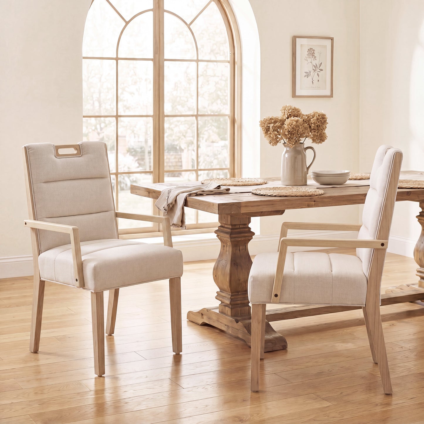 Upholstered Dining Chairs with Armrests