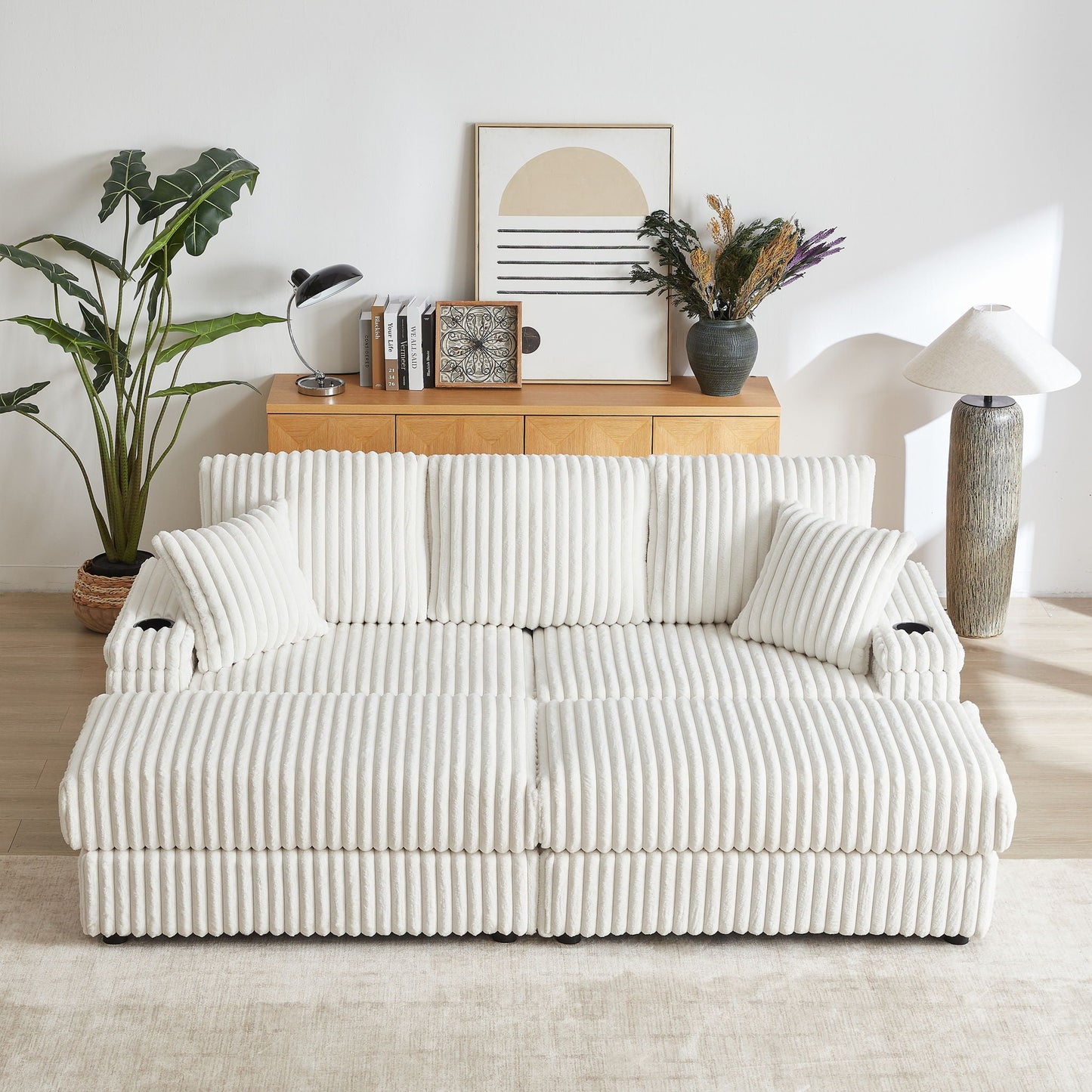 3 Seater Sofa With 2 Ottomans For Living Room