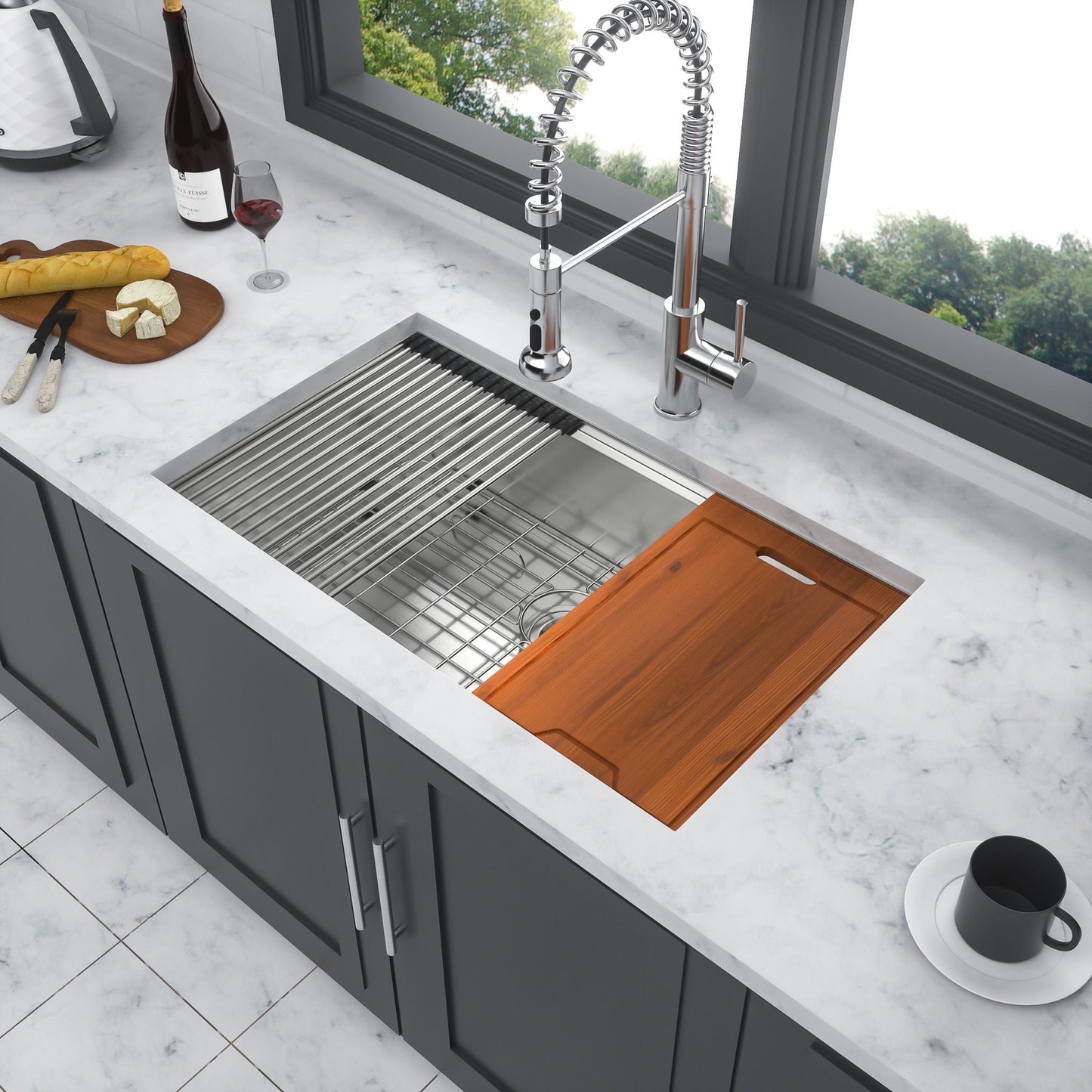 Single Bowl Undermount Workstation Kitchen Sink with Accessories