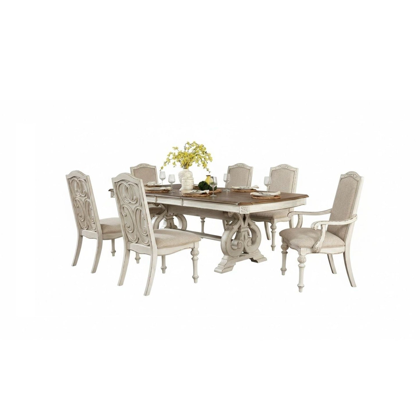 Rustic Dining Set With Table And Upholstered Chairs