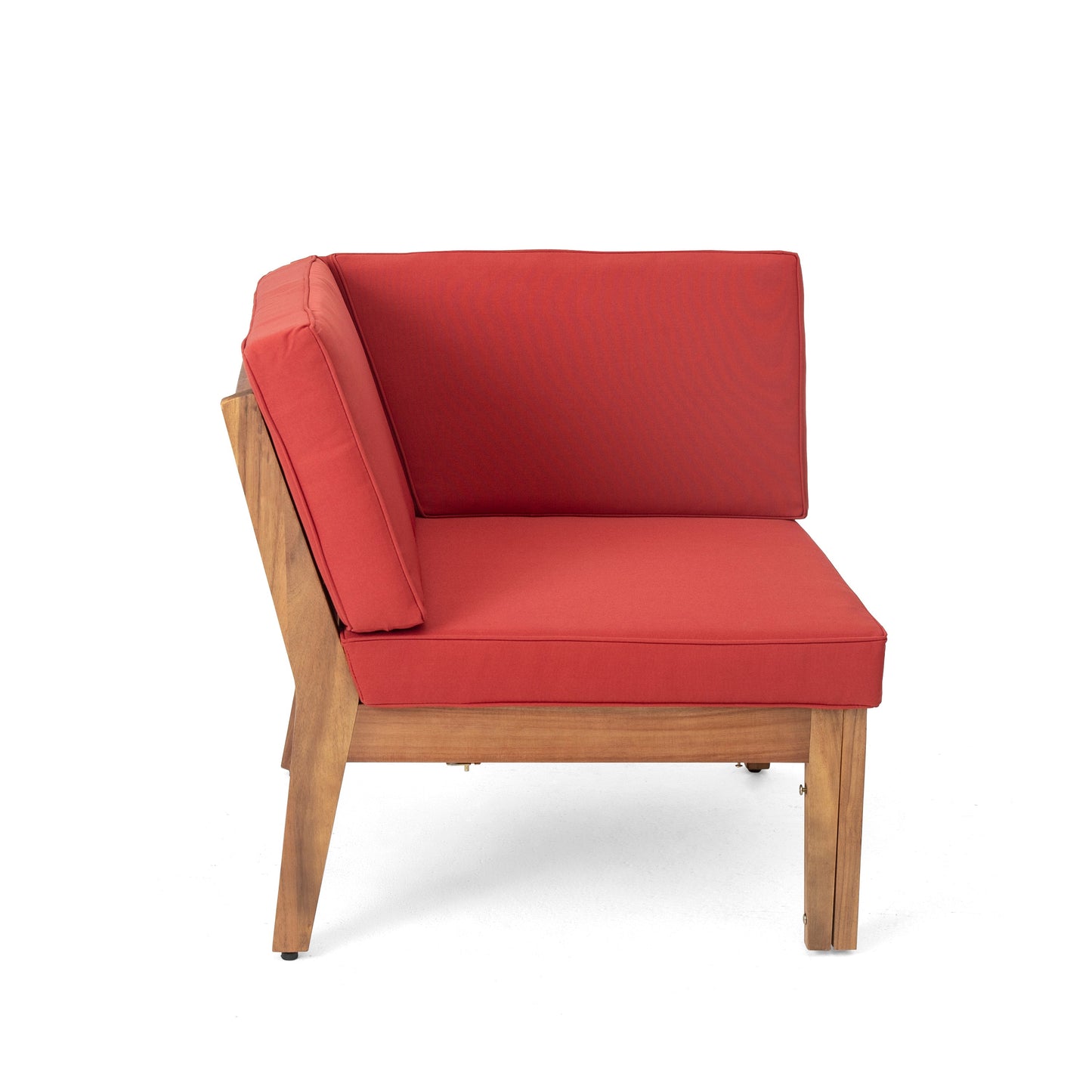 Grenada 8 Seater Acacia Wood Sectional Sofa Set, Teak + Red