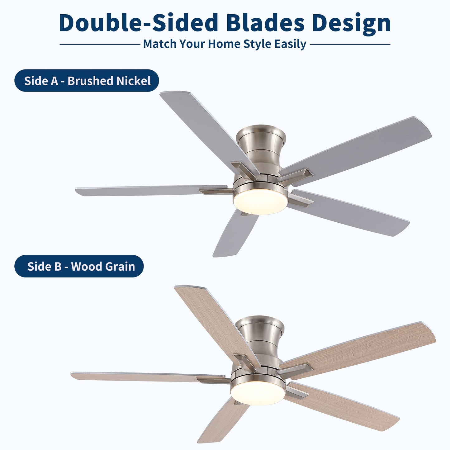 Mordern Flush Mount Ceiling Fan With Light And Remote Control