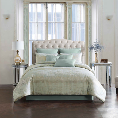 Vesta Gold Satin Circle-Quilted 7-Piece Comforter Set