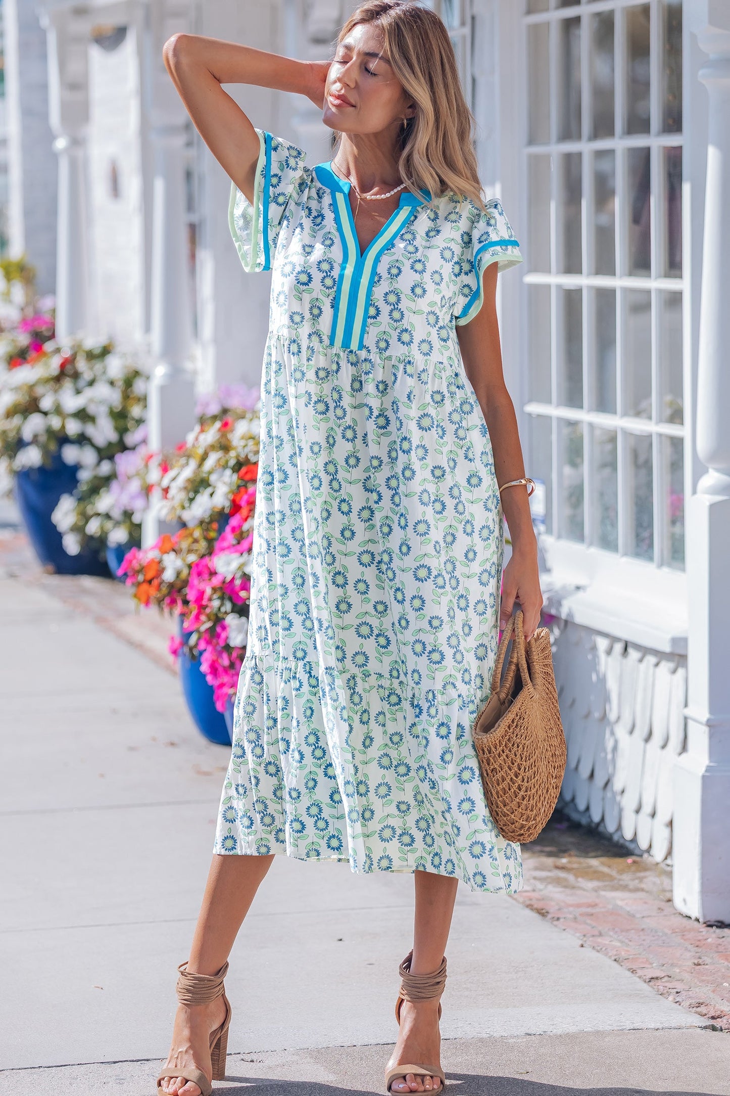 Clementine Flutter Sleeve Long Dress