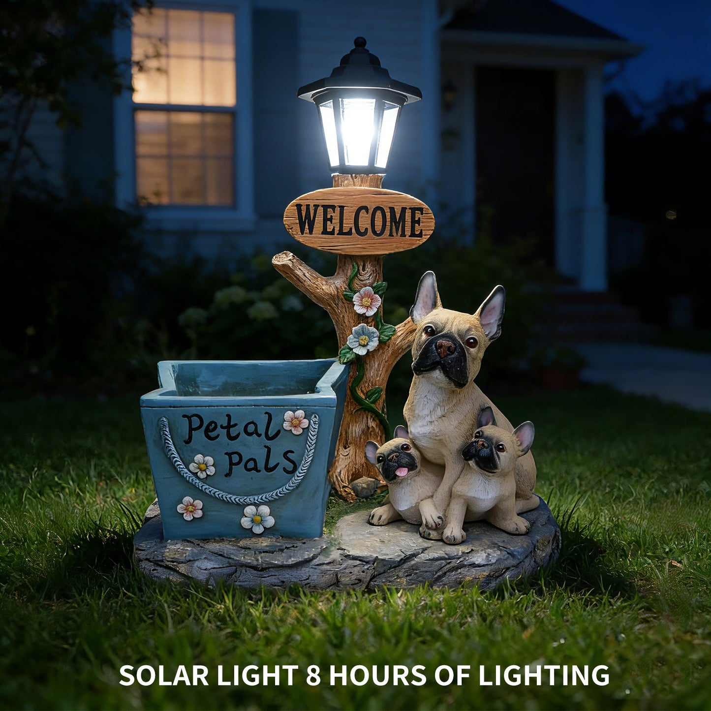 French Bulldog Family Planter Statue